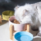 Cuenco de comida para perros y gatos de cerámica con protección para el cuello y rejilla de bambú