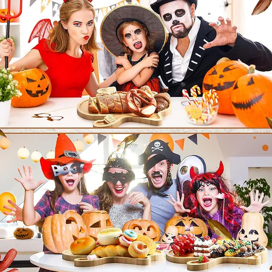 Plato para servir con forma de fantasma de Halloween, 2 uds., juego de tablero de charcutería de bambú para comida