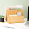 Carpeta de escritorio de oficina con estante de organización y almacenamiento de bambú y madera para papelería, materiales, letras