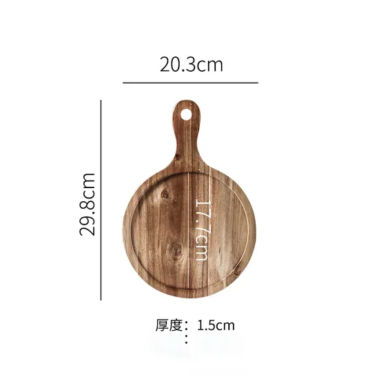 Bandeja funcional redonda personalizada para servir embutidos y quesos de madera de acacia con asa Bulkbuy