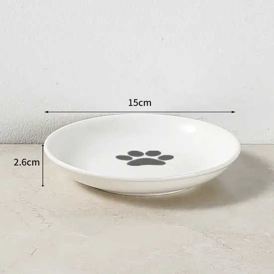 Cuencos redondos de cerámica para comida de mascotas, cuencos para perros y gatos con soporte de Metal