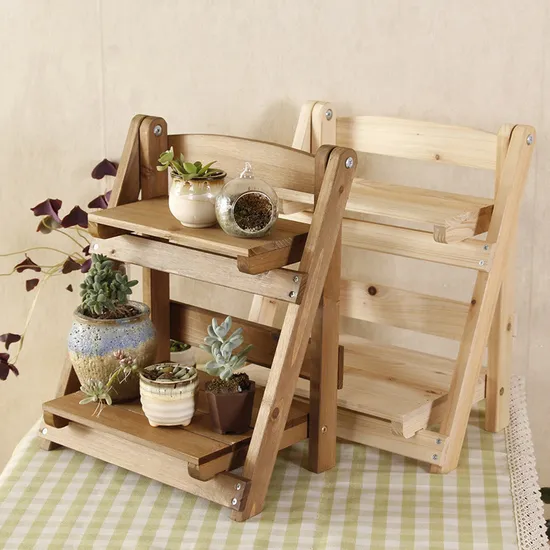 Decoración de jardín, soporte de flores de madera, estante de flores para plantas colgantes