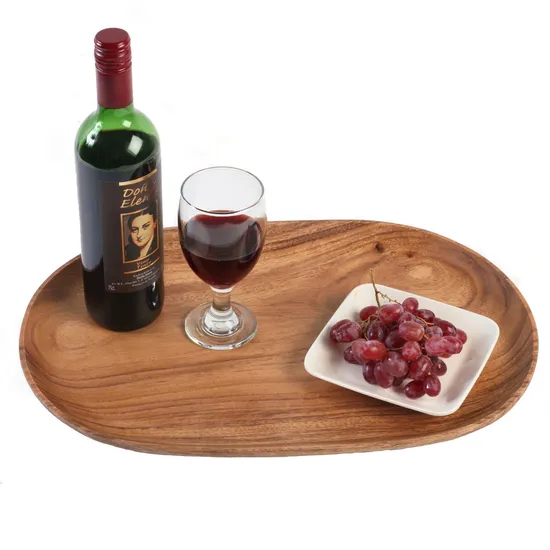 Bandeja grande de madera de Acacia para exhibición de frutas, postres, refrigerios y cenas para cocina
