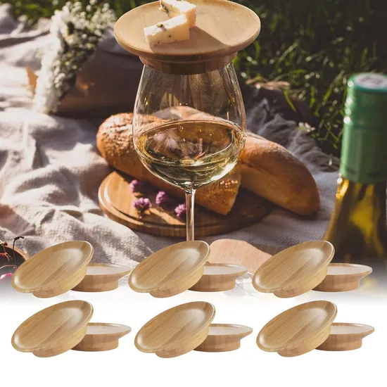 Posavasos ecológicos reutilizables con cubiertas de bambú para copas de vino y charcutería para reuniones familiares