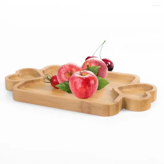 Platos de bambú, bandeja de madera para servir, almacenamiento de tazas de té, organizador de frutas