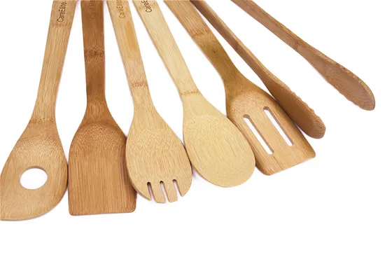 Juego de utensilios de cocina de bambú antiadherentes y portátiles para barbacoa