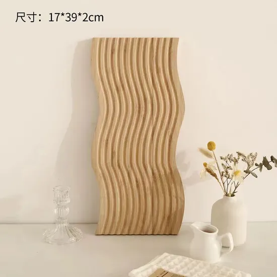 Bandeja decorativa de madera para servir pan, tabla para cortar con ranura