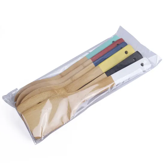 Juego de utensilios de cocina de bambú coloridos al por mayor para regalo de Navidad