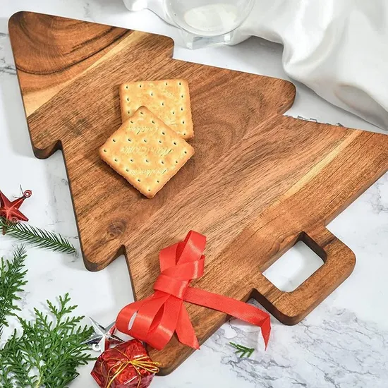 Tabla de cortar de madera con forma de árbol de Navidad para regalo