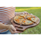 Tabla para cortar pizza de madera redonda con cuchillos