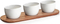 Juego de patatas fritas y DIP, bandeja para servir de madera de acacia con 3 cuencos redondos de cerámica