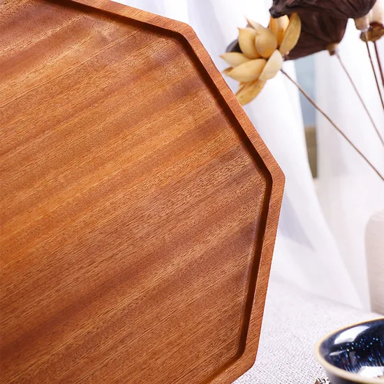 Juego de bandejas para servir de madera de ébano con forma de octágono para cocina