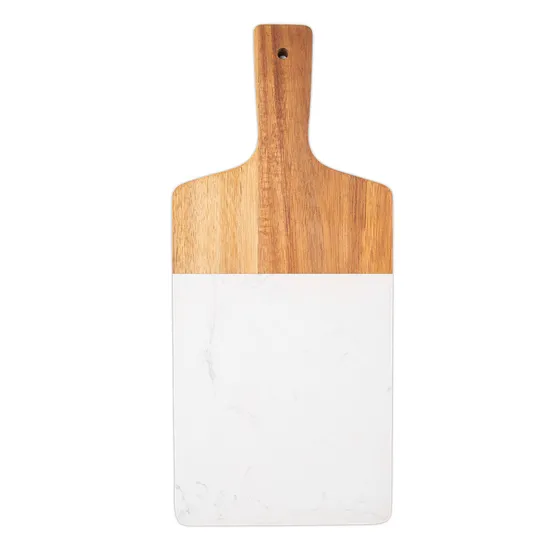 Tabla para cortar queso de mármol y madera con juego de 3 cuchillos