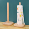 Soporte de papel higiénico de baño con succión de madera de haya con organizador de soporte de papel en rollo