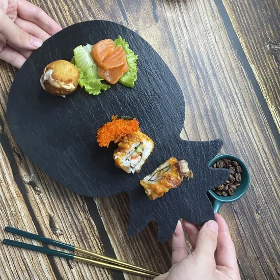 Fuente de queso de pizarra con forma de piña para carne/fruta/sushi