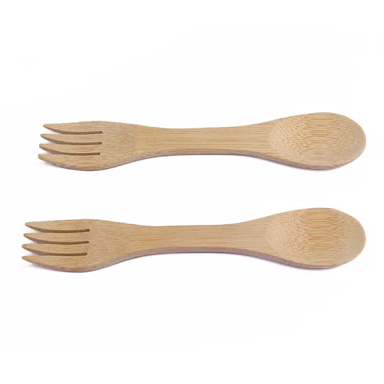 Suministro de tenedor y cuchara de bambú reutilizables del juego de Spork de bambú