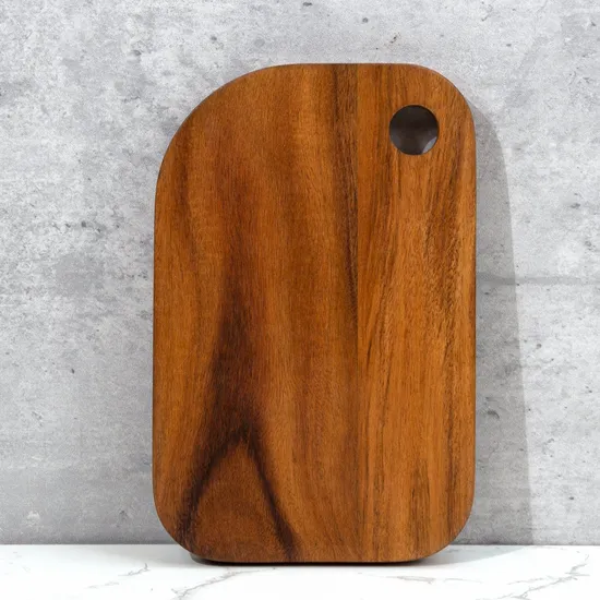 Tabla de cortar de madera de acacia de tamaño personalizado con mango