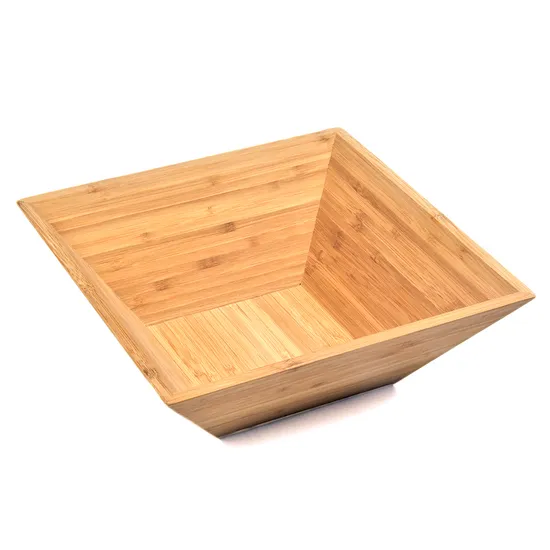 Tazón redondo de bambú para ensaladas y alimentos.