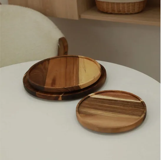 Juego de platos giratorios de madera de Acacia para servir Lazy Susan para comida