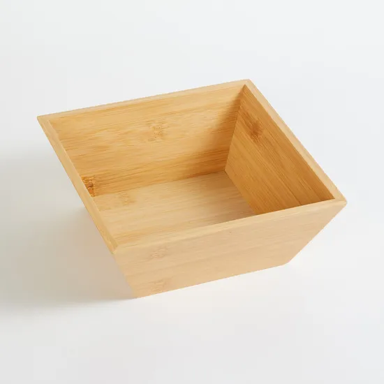 Ensaladera de bambú de forma cuadrada, cuenco para servir para cocina