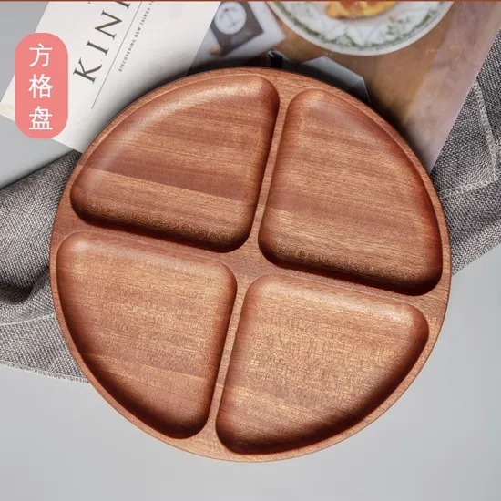 Venta caliente de madera de ébano dividido plato para servir comida para cocina