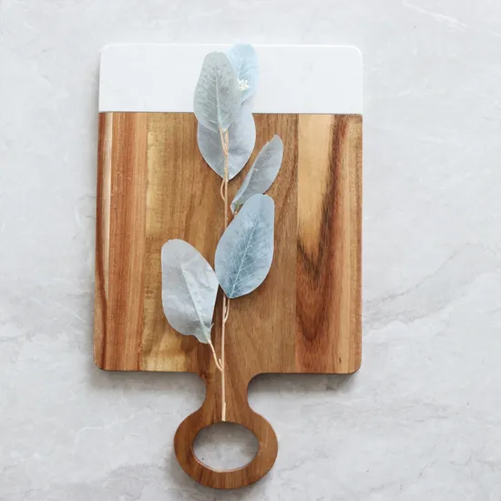 Tablero de servicio de madera de mármol negro de moda para hogares contemporáneos