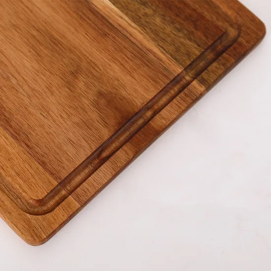 Tabla de cortar de madera ecológica con ranura y mango para jugo